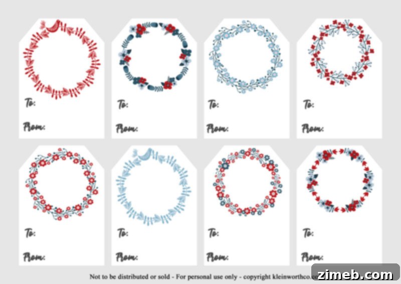 Free Printable Christmas Gift Tags 23 Beautiful Scandinavian Wreaths Gift Tags for a natural look
