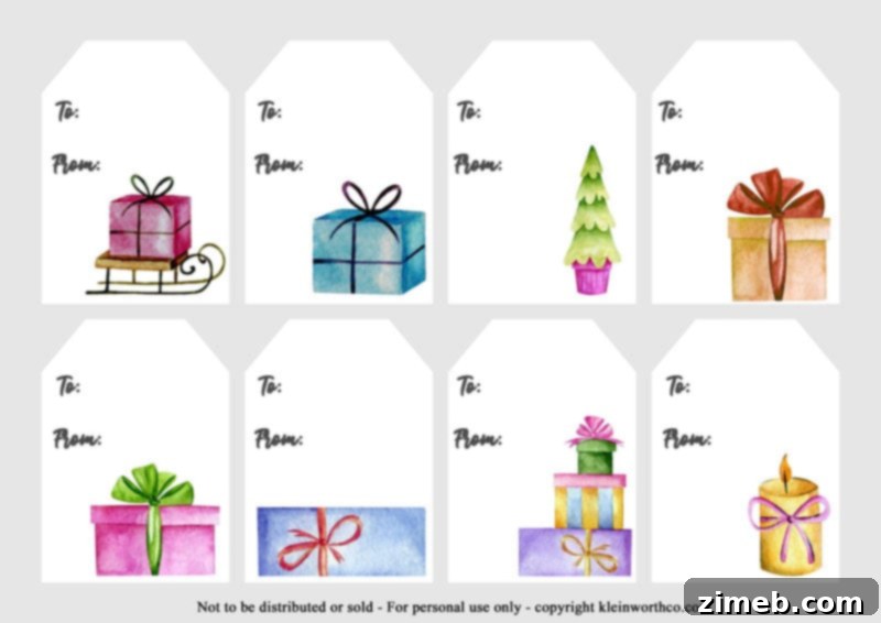 Free Printable Christmas Gift Tags 30 Charming Watercolor Vintage Gift Tags for nostalgic gifts