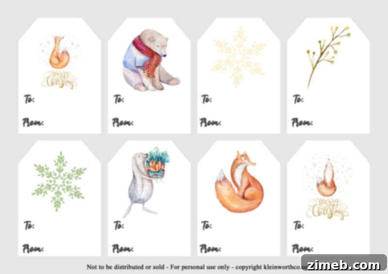 Free Printable Christmas Gift Tags 33 Whimsical Woodland Creature Gift Tags with watercolor art