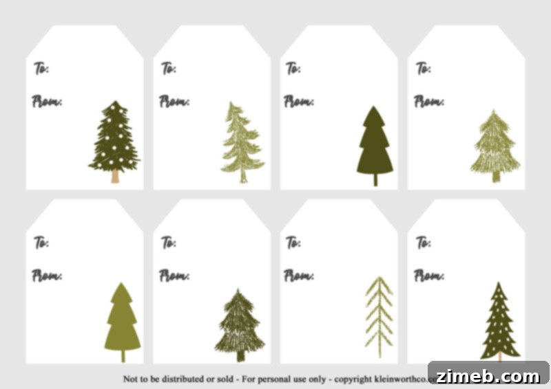 Free Printable Christmas Gift Tags 5 Whimsical Hand Drawn Christmas Trees Gift Tags
