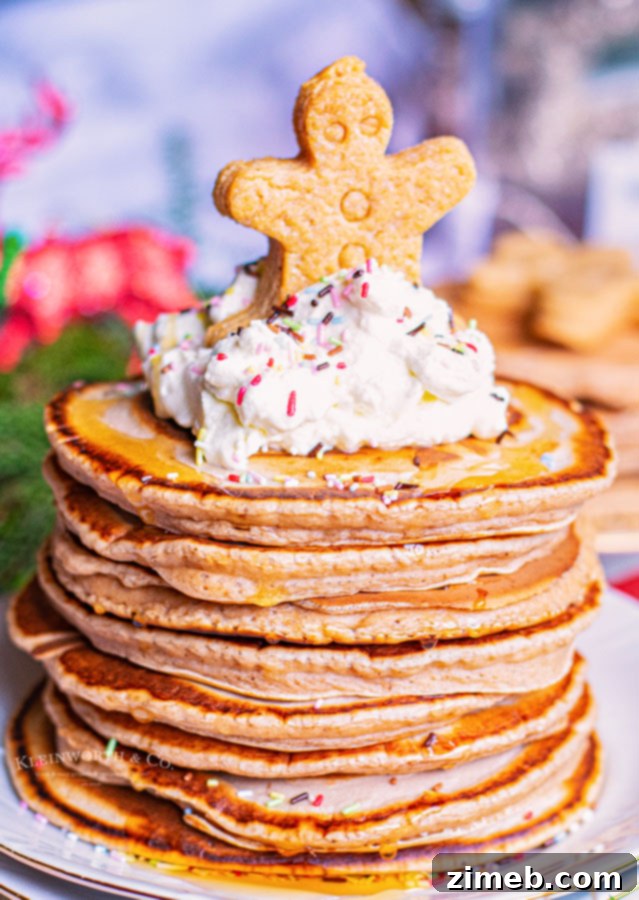 Cozy Gingerbread Flapjacks 5 Christmas Gingerbread Pancakes with powdered sugar and candy canes