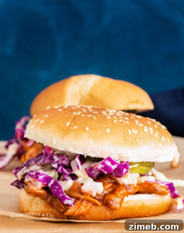 Instant Pot Pulled BBQ Chicken 6 bbq chicken sandwich with coleslaw