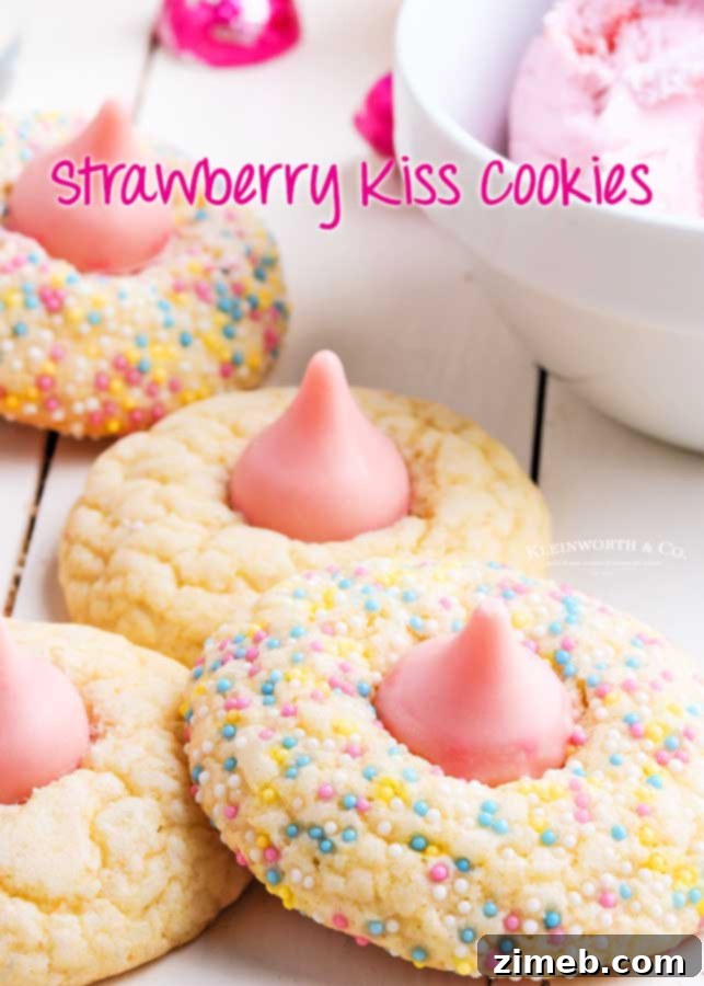 A beautiful plate of homemade Strawberry Kiss Cookies