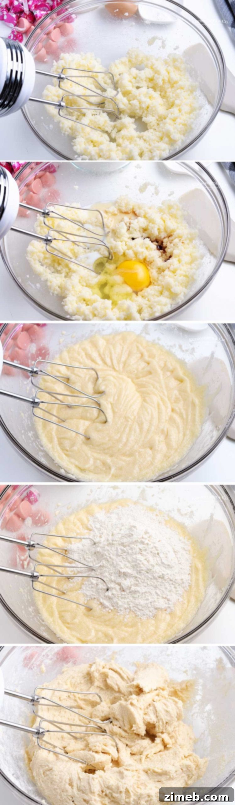 How to make Strawberry Kiss Cookies - a step-by-step visual guide of ingredients and process