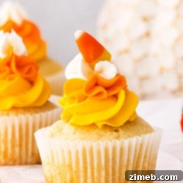 Thanksgiving cupcakes with candy corn colors