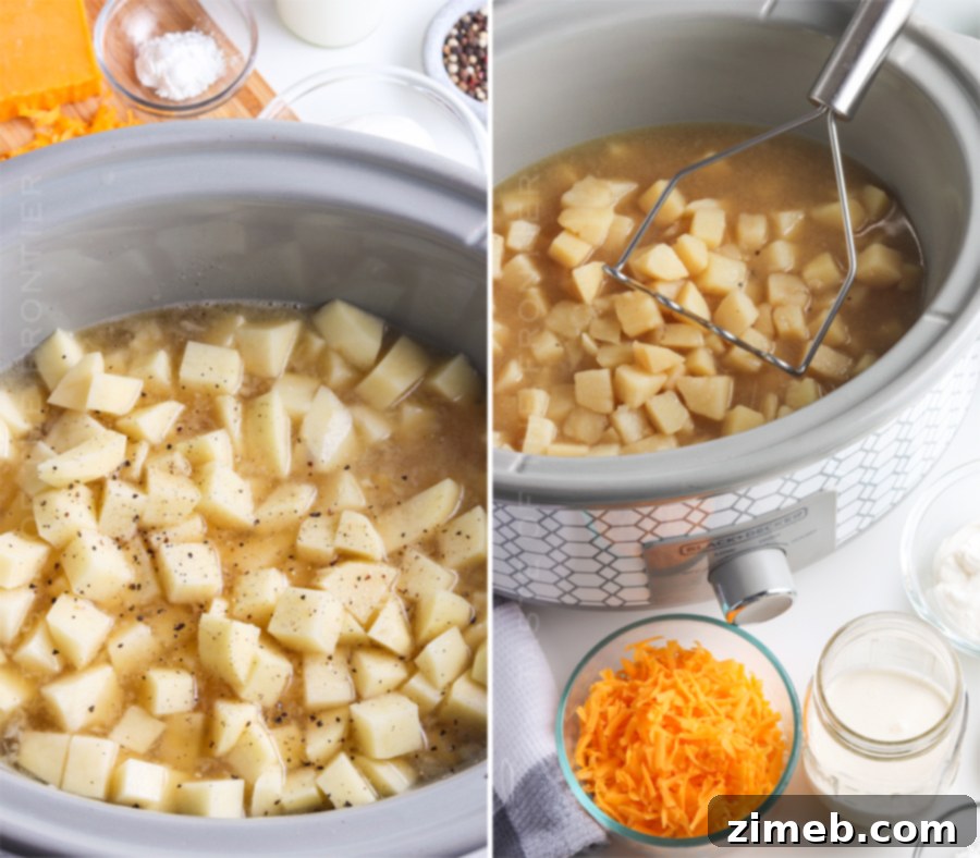 potato soup crock pot, rich and creamy, ready to be served