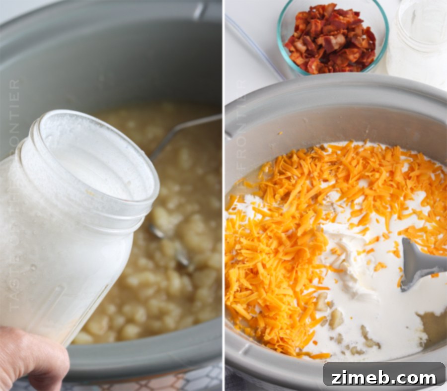 Cheesy potato soup with bacon, served in a bowl, perfect for cold weather
