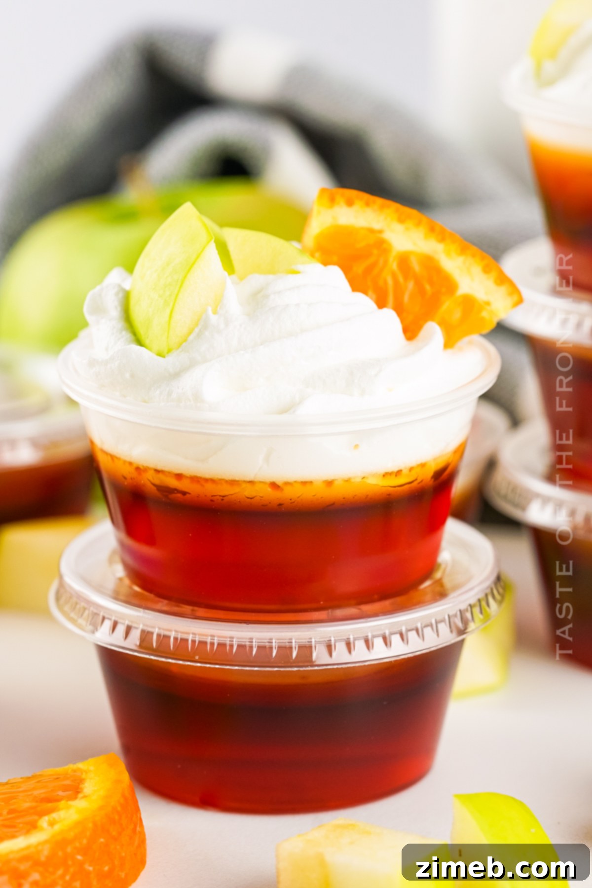 A party tray filled with Sangria Jello Shots and other adult party treats.