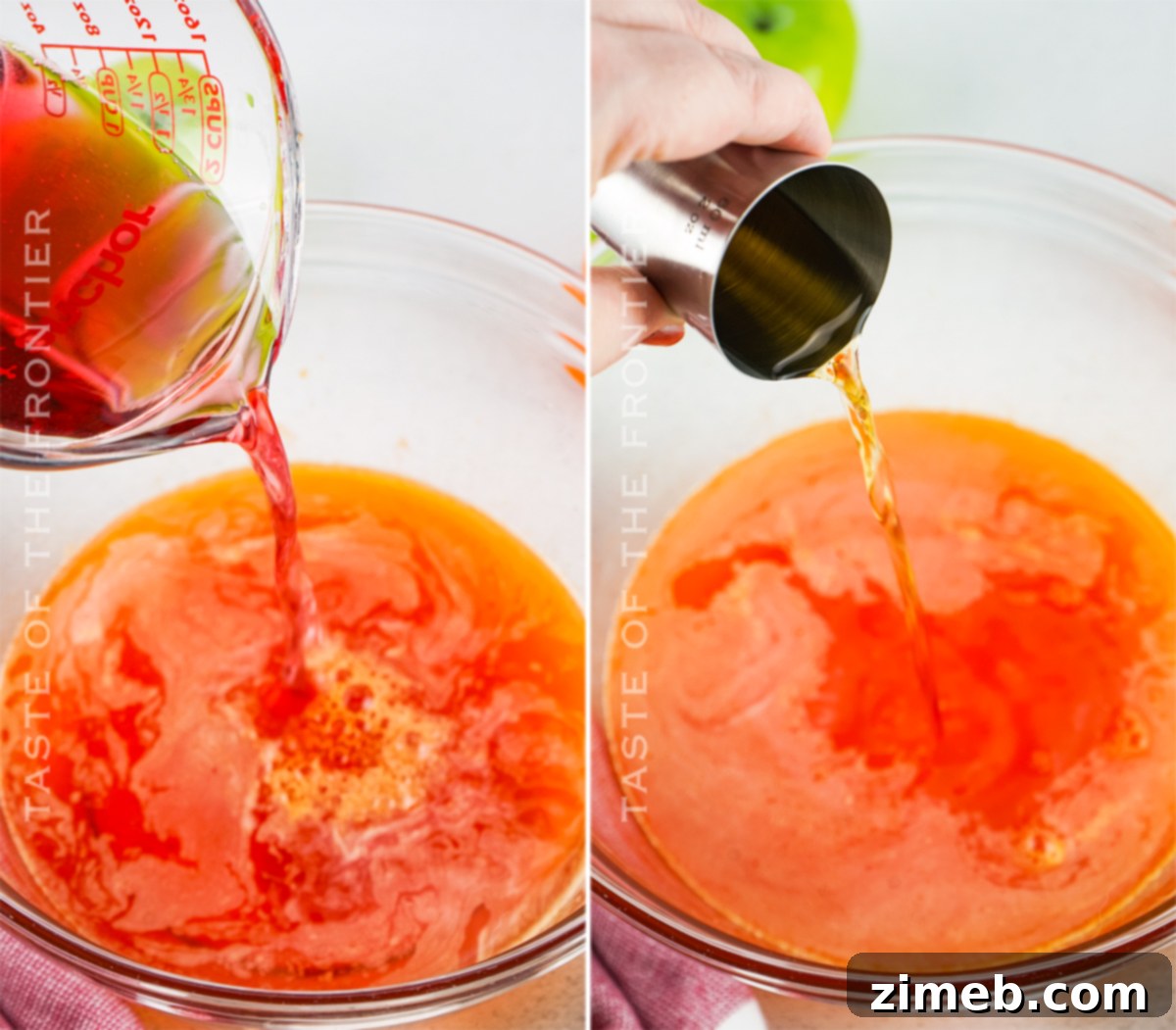 Hands arranging freshly made Sangria Jello Shots on a tray in individual cups.