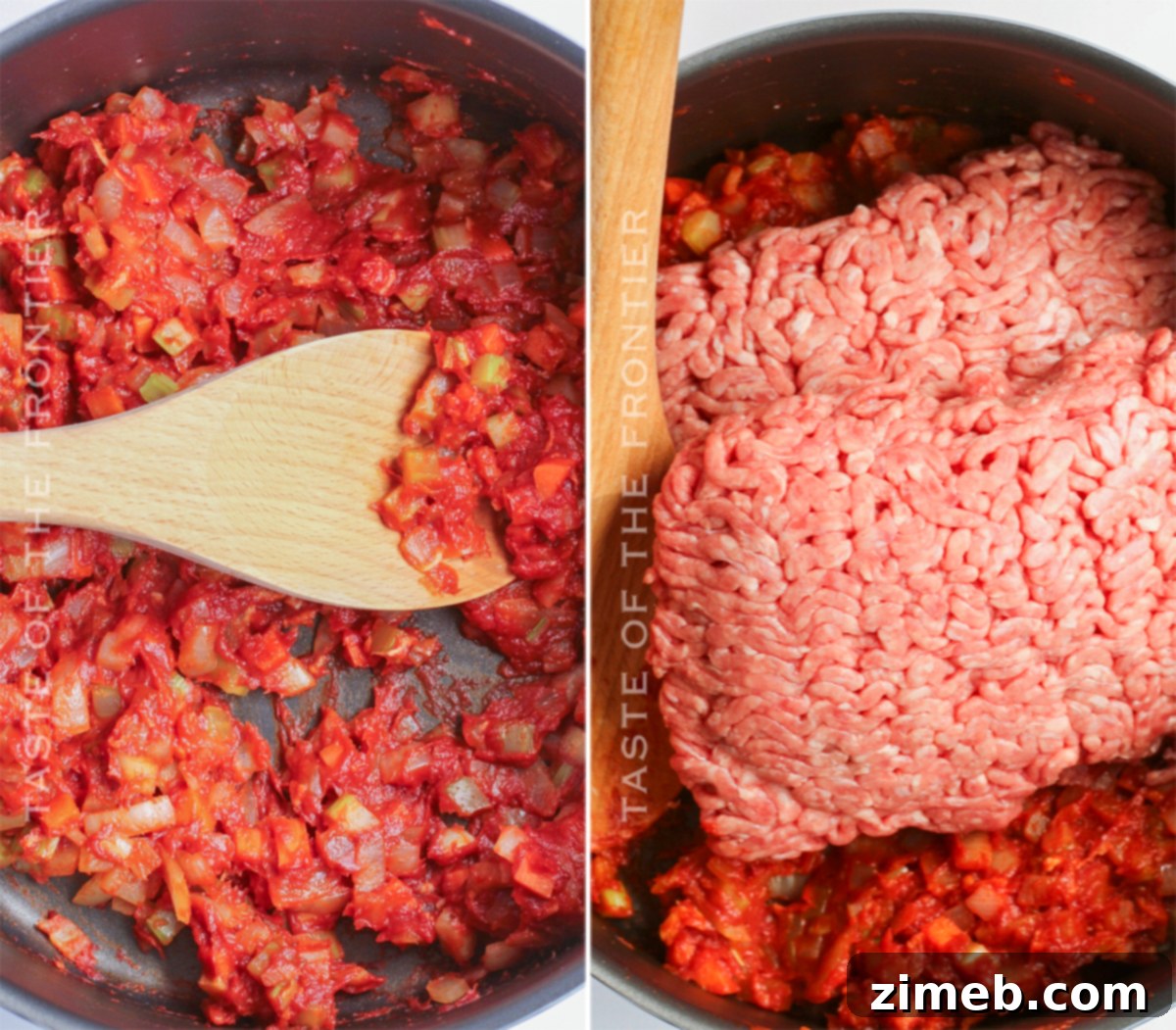 Effortless Weeknight Bolognese 6 A close-up of thick, rich Bolognese Sauce ready to be mixed with pasta.