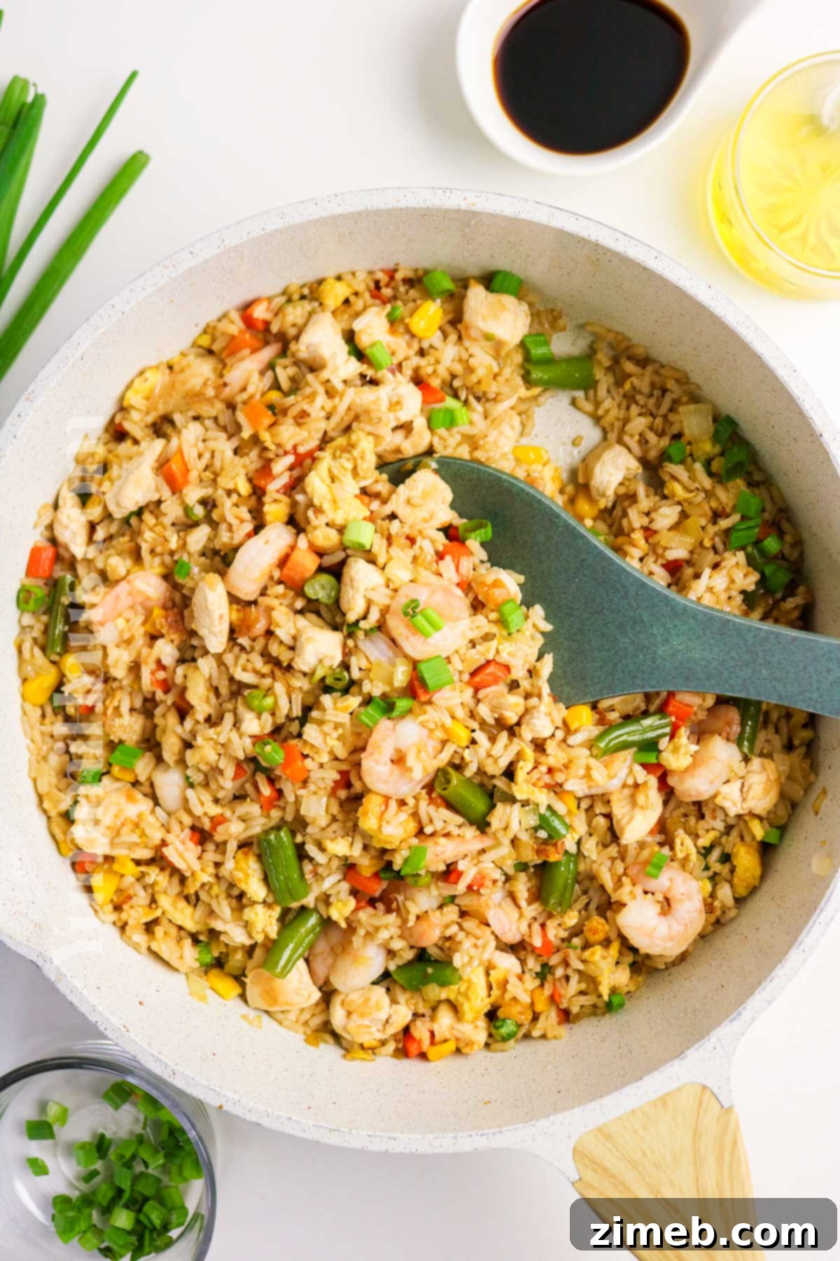 Shrimp and Chicken Stir-Fry Rice Bowl 8 Side Dish with Asian food